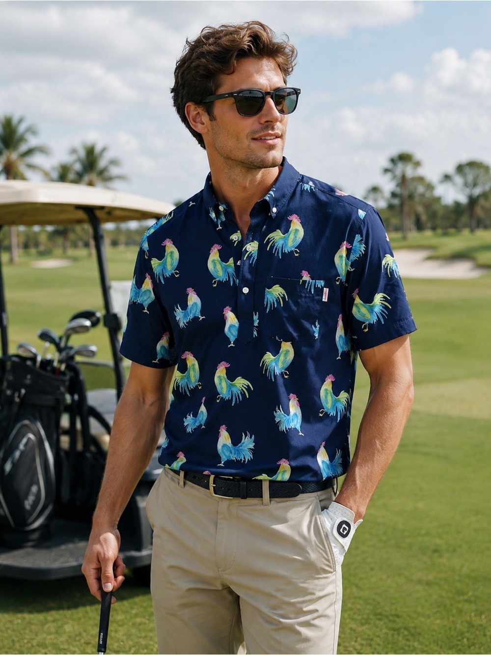 Chubbies fowl play golf polo NWOT medium
